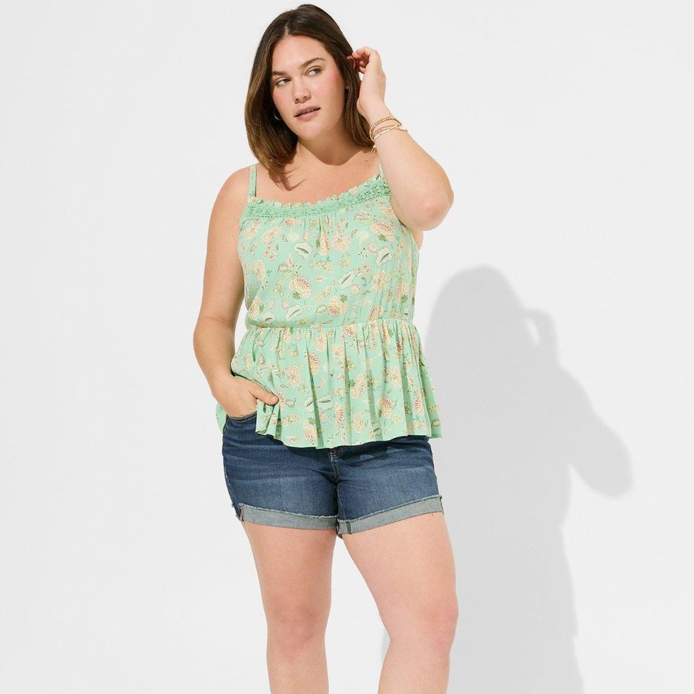 NWT Torrid Washable Crinkle Gauze‎ Sleeveless Crochet Tank